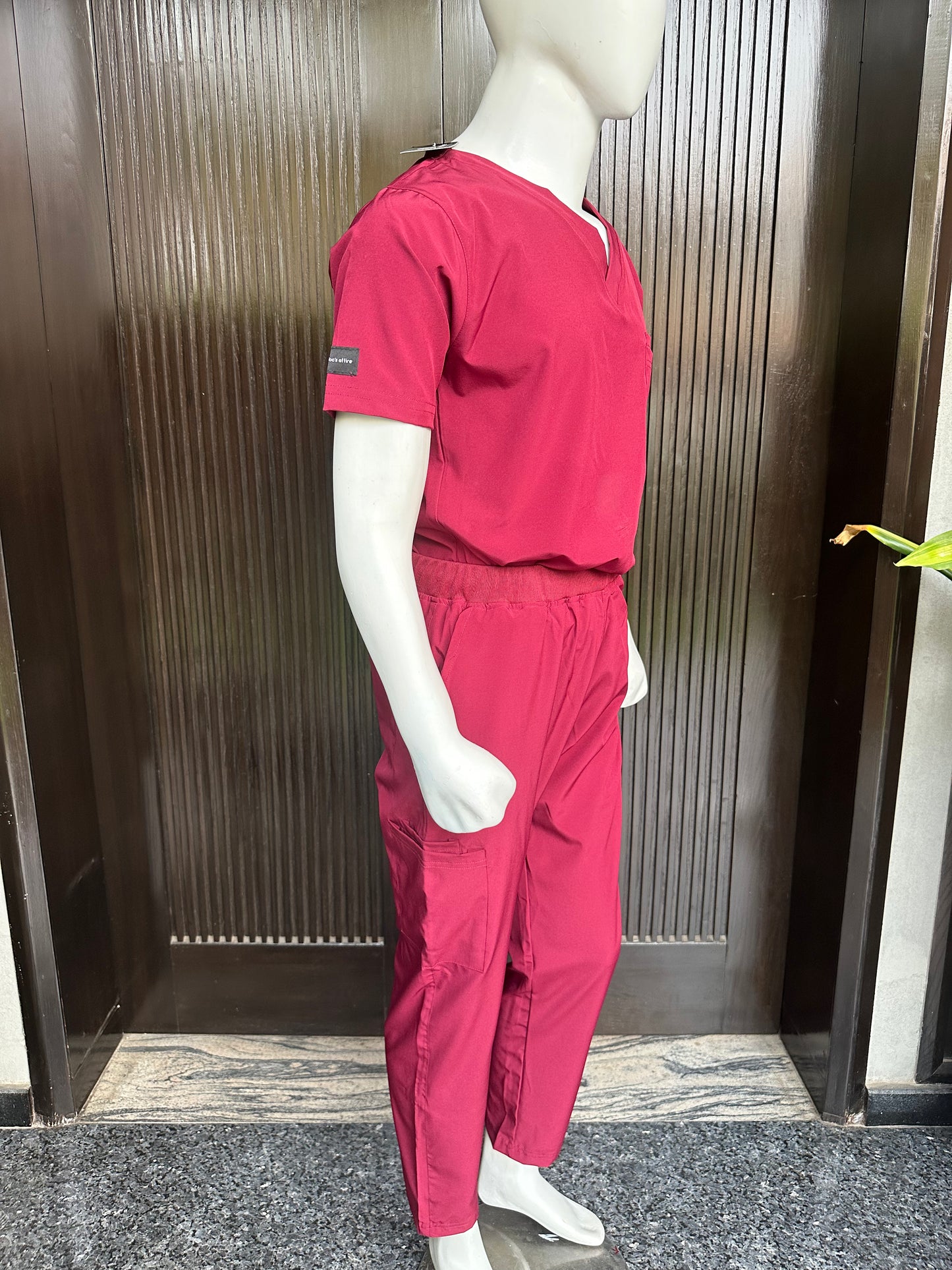 Male Burgundy Stretchable Scrubs