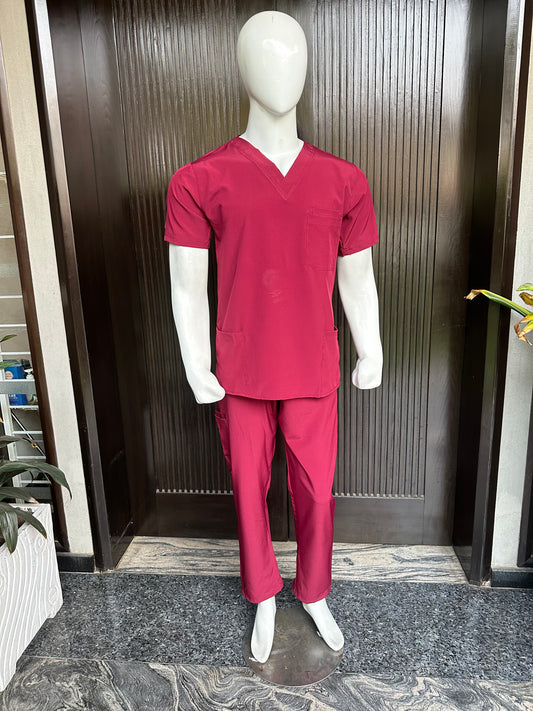 Male Burgundy Stretchable Scrubs