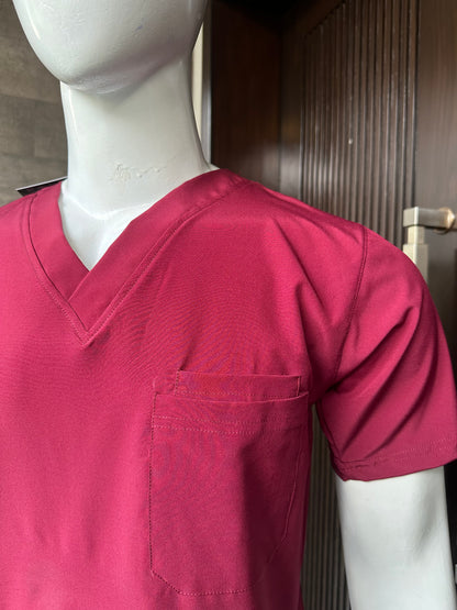 Male Burgundy Stretchable Scrubs