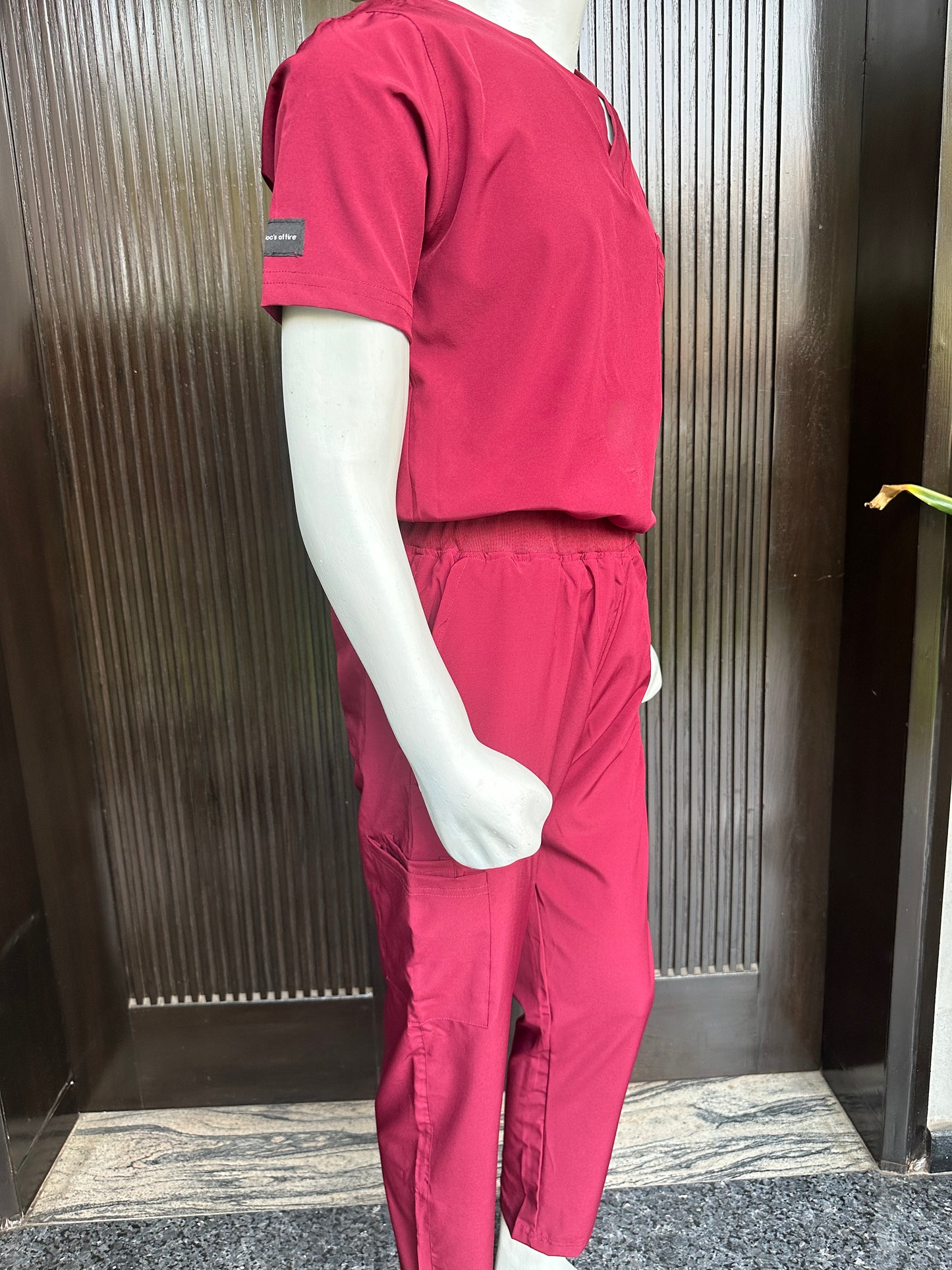Male Burgundy Stretchable Scrubs