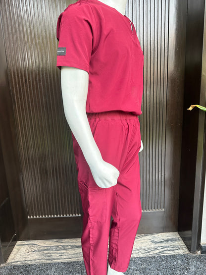 Male Burgundy Stretchable Scrubs